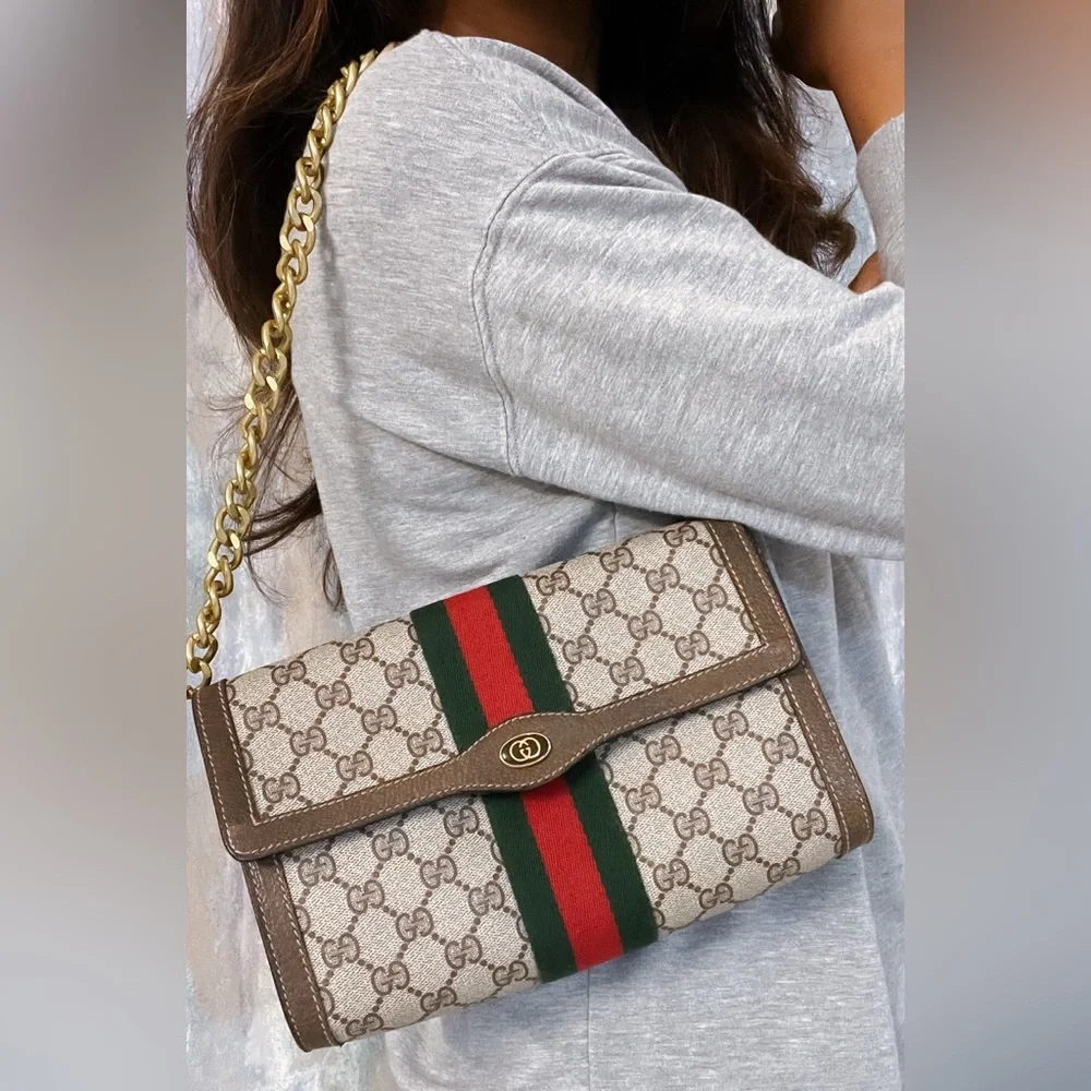 GUCCI GG Ophidia Sherry line clutch crossbody bag ❤️💚 - Picture 3 of 14
